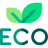 Drawing of two leaves above the ECO word
